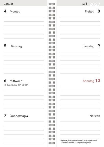 Produktbild: Tischkalender Hochformat Gro&szlig;druck 2027