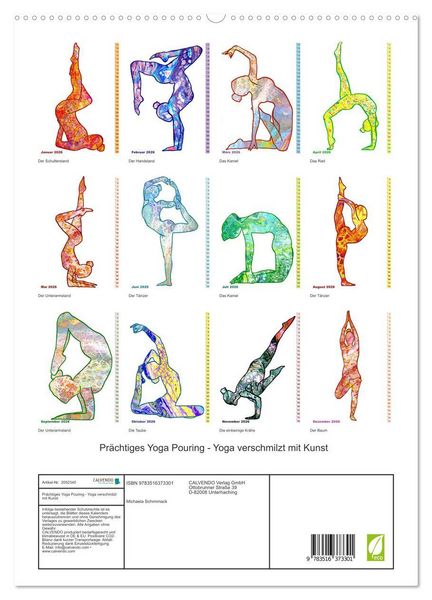 Produktbild: Pr&auml;chtiges Yoga Pouring - Yoga verschmilzt mit Kunst (hochwertiger Premium Wandkalender 2026 DIN A2 hoch), Kunstdruck in Hochglanz