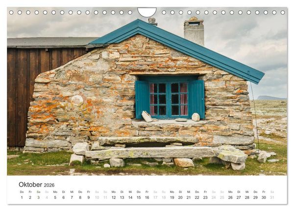 Produktbild: Norwegen Kalender - Wilde H&uuml;tten in den Bergen (Wandkalender 2026 DIN A4 quer), CALVENDO Monatskalender