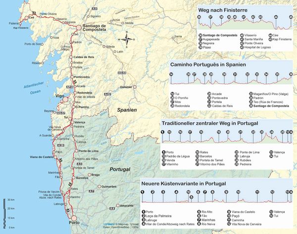 Portugal Spanien: Jakobsweg Caminho Português von Porto nach Santiago und Finisterre
