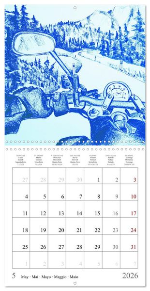 Produktbild: The passion of motorcycling - sketches of freedom (Wall Calendar 2026 12 &times; 12 Inch) CALVENDO 12 Month Wall Calendar