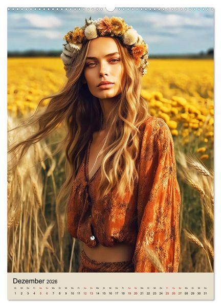 Produktbild: Retro Chic der 70er Retro Chic der 70er Fantasievolle Anlehnung an die Mode&auml;ra (hochwertiger Premium Wandkalender 2026 DIN A2 hoch), Kunstdruck in Hochglanz