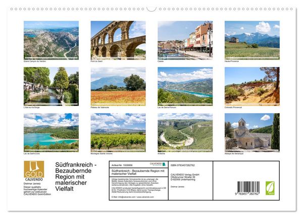 Produktbild: S&uuml;dfrankreich - Bezaubernde Region mit malerischer Vielfalt (hochwertiger Premium Wandkalender 2026 DIN A2 quer), Kunstdruck in Hochglanz