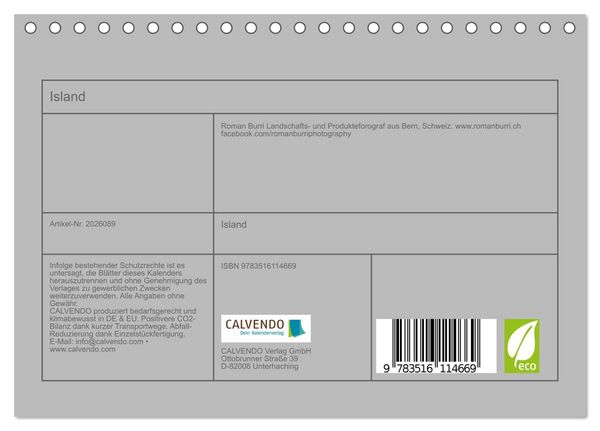 Produktbild: Island (Tischkalender 2026 DIN A5 quer), CALVENDO Monatskalender