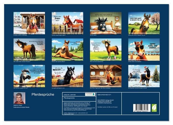 Produktbild: Pferdespr&uuml;che (hochwertiger Premium Wandkalender 2026 DIN A2 quer), Kunstdruck in Hochglanz