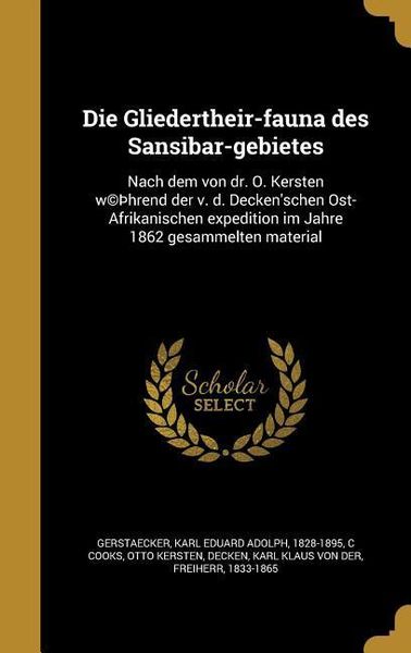 Produktbild: Die Gliedertheir-fauna des Sansibar-gebietes