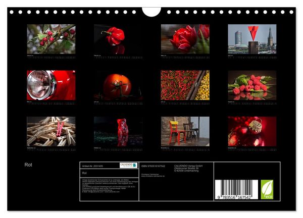 Produktbild: Rot (Wandkalender 2026 DIN A4 quer), CALVENDO Monatskalender