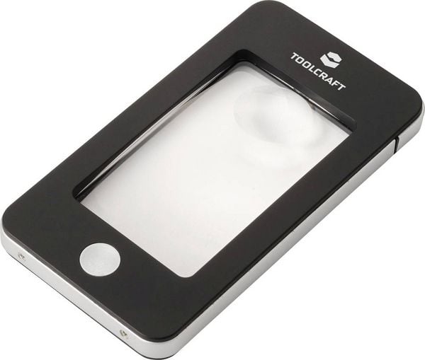 TOOLCRAFT TO-10283184 Handlupe mit LED-Beleuchtung Vergrößerungsfaktor: 2 x, 4 x Linsengröße: (Ø) 23 mm Schwarz