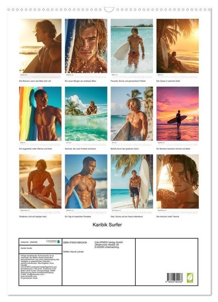 Produktbild: Karibik Surfer (Wandkalender 2027 DIN A2 hoch), CALVENDO Monatskalender