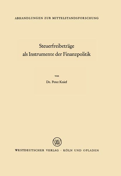 Produktbild: Steuerfreibetr&auml;ge als Instrumente der Finanzpolitik