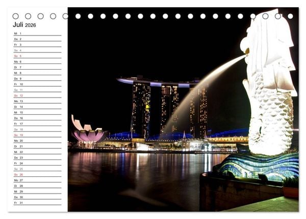 Produktbild: Singapur - Die Farben der Nacht (Tischkalender 2026 DIN A5 quer), CALVENDO Monatskalender