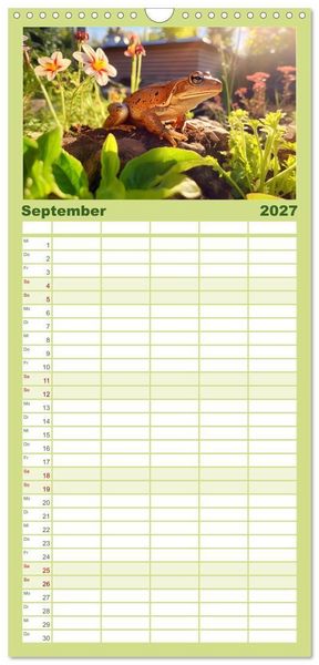 Produktbild: Familienplaner 2027 - Wilde Nachbarn - Tierisches Treiben im Gartenparadies! mit 5 Spalten (Wandkalender, 21 x 45 cm) CALVENDO