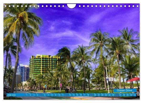 Produktbild: Colorful Miami (Wall Calendar 2026 DIN A4 landscape), CALVENDO 12 Month Wall Calendar