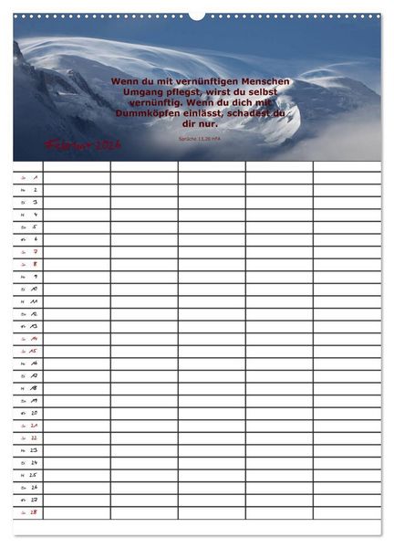 Produktbild: ein Planer mit biblischer Weisheit aus den Spr&uuml;chen Salomos (Wandkalender 2026 DIN A2 hoch), CALVENDO Monatskalender
