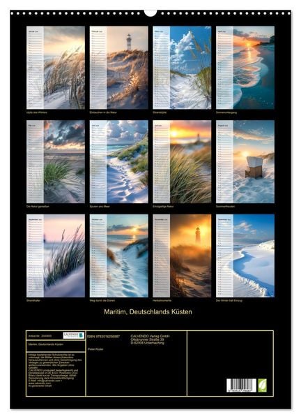 Produktbild: Maritim, Deutschlands K&uuml;sten (Wandkalender 2026 DIN A2 hoch), CALVENDO Monatskalender