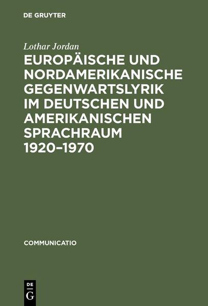 Produktbild: Europ&auml;ische und nordamerikanische Gegenwartslyrik im deutschen und amerikanischen Sprachraum 1920-1970