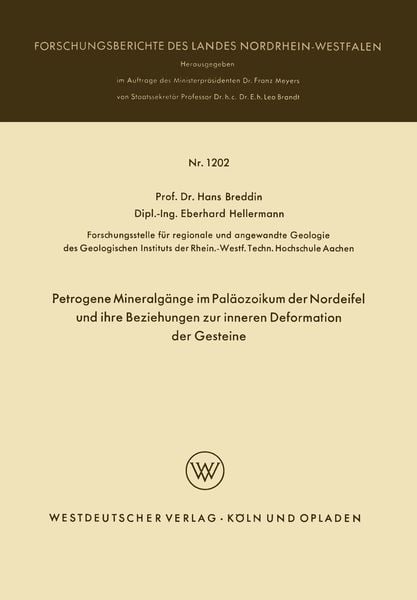 Produktbild: Petrogene Mineralg&auml;nge im Pal&auml;ozoikum der Nordeifel und ihre Beziehungen zur inneren Deformation der Gesteine