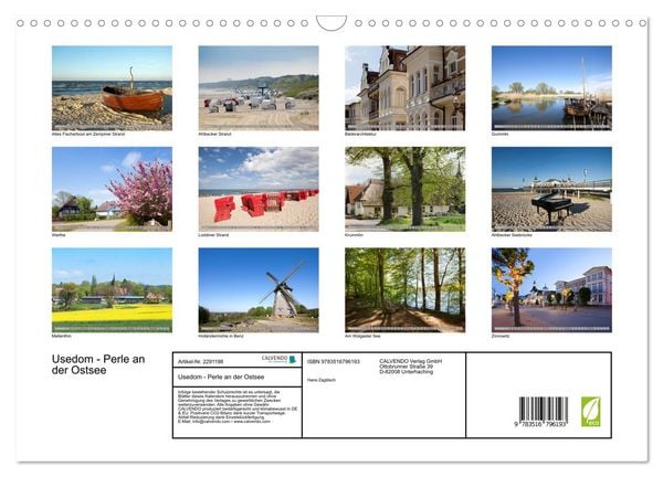 Produktbild: Usedom - Perle an der Ostsee (Wandkalender 2027 DIN A3 quer), CALVENDO Monatskalender