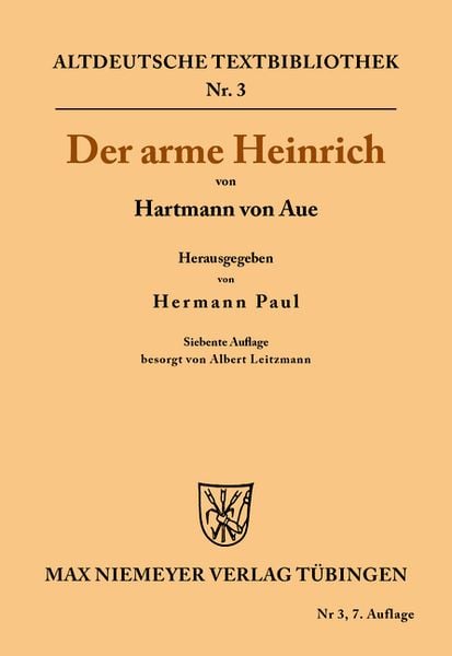 Der arme Heinrich, Taschenbuch von Hartmann Aue, De Gruyter, 9783110482904