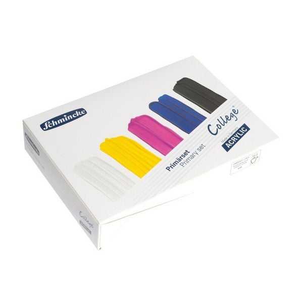 Produktbild: Schmincke College Acryl Malkasten, Kartonset, 5 x 75 ml Prim&auml;rfarben