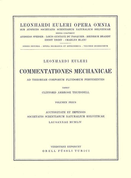 Produktbild: Commentationes mechanicae ad theoriam corporum fluidorum pertinentes 1st part