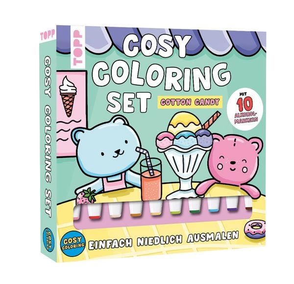 Produktbild: Cosy Coloring &bdquo;Cotton Candy&ldquo; Ausmalset - Einfach niedlich ausmalen