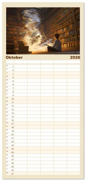 Produktbild: Familienplaner 2026 - Lesen ist eine Reise durch Zeit und Raum mit 5 Spalten (Wandkalender, 21 x 45 cm) CALVENDO