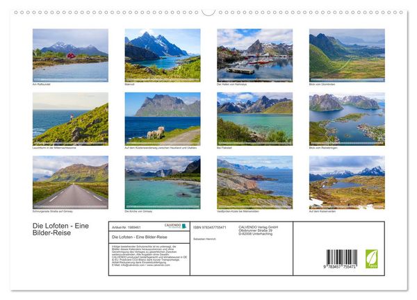 Produktbild: Die Lofoten - Eine Bilder-Reise (hochwertiger Premium Wandkalender 2026 DIN A2 quer), Kunstdruck in Hochglanz