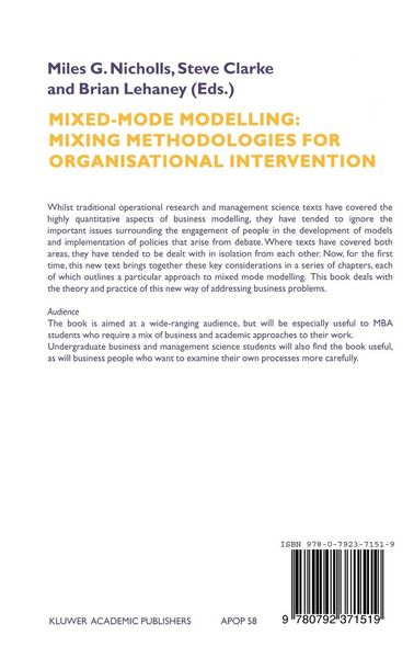 Produktbild: Mixed-Mode Modelling: Mixing Methodologies For Organisational Intervention
