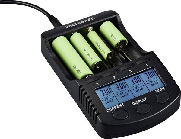 Produktbild: VOLTCRAFT CC-2 Rundzellen-Ladeger&auml;t NiMH, NiCd, LiIon Mignon (AA), Micro (AAA), Baby (C), Sub-C, 26650, 26500, 18650, 17670