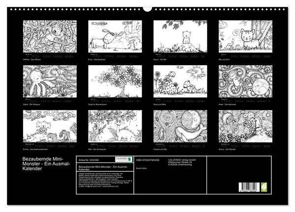 Produktbild: Bezaubernde Mini-Monster - Ein Ausmal-Kalender (Wandkalender 2026 DIN A2 quer), CALVENDO Monatskalender