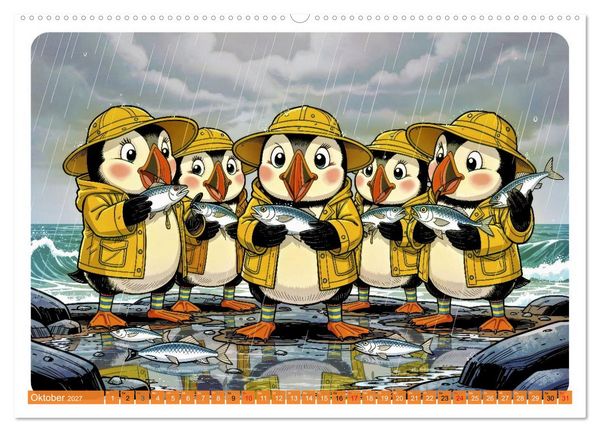 Produktbild: Papageientaucher - Comic (hochwertiger Premium Wandkalender 2027 DIN A2 quer), Kunstdruck in Hochglanz