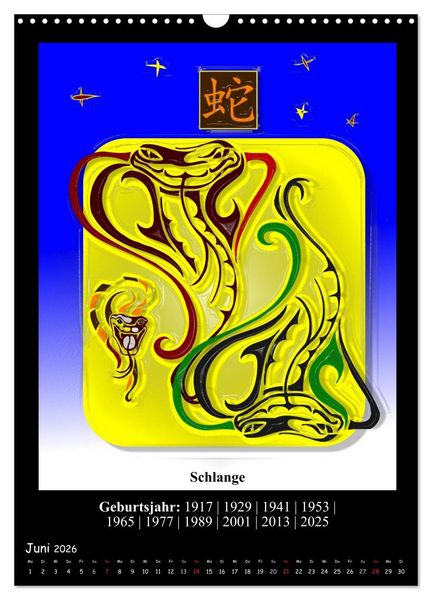 Produktbild: Chinesisches Horoskop (Wandkalender 2026 DIN A3 hoch), CALVENDO Monatskalender