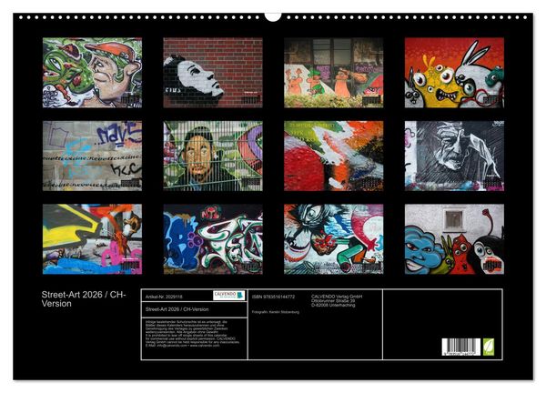 Produktbild: Street-Art 2026 / CH-Version (Wandkalender 2026 DIN A2 quer), CALVENDO Monatskalender