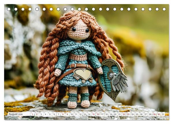Produktbild: Zauberhafte Wikinger - Nordische Mythologie aus H&auml;kel- und Strickwolle (Tischkalender 2026 DIN A5 quer), CALVENDO Monatskalender