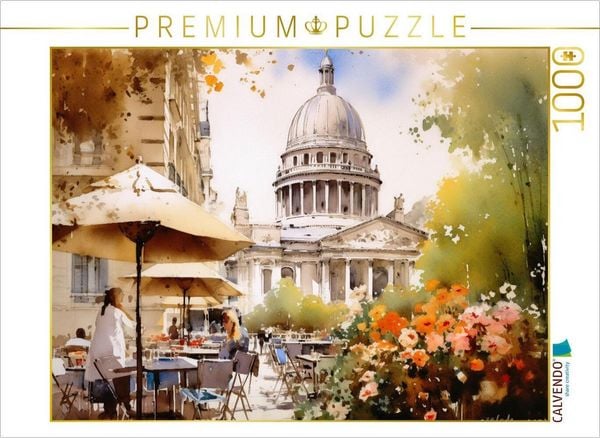 Produktbild: CALVENDO Puzzle Stra&szlig;encaf&eacute; mit Panth&eacute;on | 1000 Teile Lege-Gr&ouml;&szlig;e 64x48cm Foto-Puzzle f&uuml;r gl&uuml;ckliche Stunden