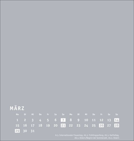 Produktbild: Premium-Bastelkalender silbergrau mittel 2027