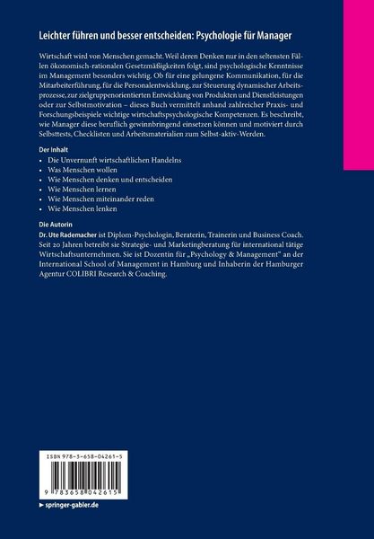 Produktbild: Leichter f&uuml;hren und besser entscheiden: Psychologie f&uuml;r Manager