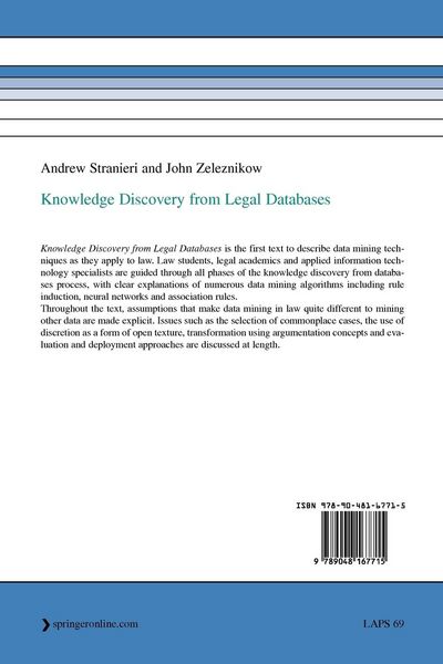 Produktbild: Knowledge Discovery from Legal Databases