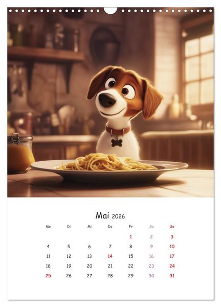 Produktbild: Fellnasen am K&uuml;chentisch - 12 KI-Motive mit Hunden (Wandkalender 2026 DIN A3 hoch), CALVENDO Monatskalender