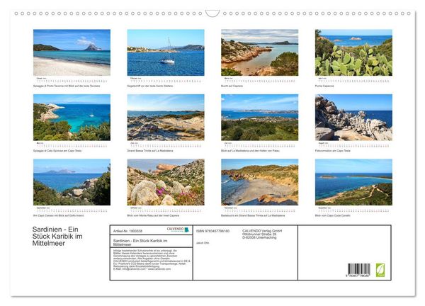 Produktbild: Sardinien - Ein St&uuml;ck Karibik im Mittelmeer (Wandkalender 2026 DIN A2 quer), CALVENDO Monatskalender