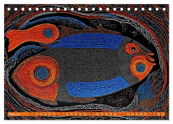 Produktbild: Traumzeit - KI-generierte Aborigine-Kunst aus dem Herzen Australiens (Tischkalender 2026 DIN A5 quer), CALVENDO Monatskalender