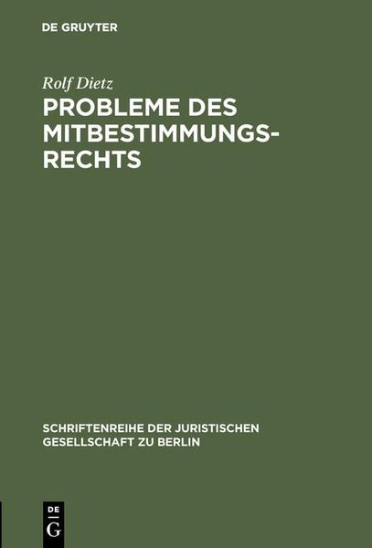 Produktbild: Probleme des Mitbestimmungsrechts