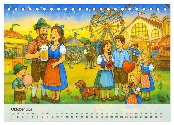 Produktbild: Bayrische Wimmelbilder - Wo Heimat lebendig wird (Tischkalender 2026 DIN A5 quer), CALVENDO Monatskalender