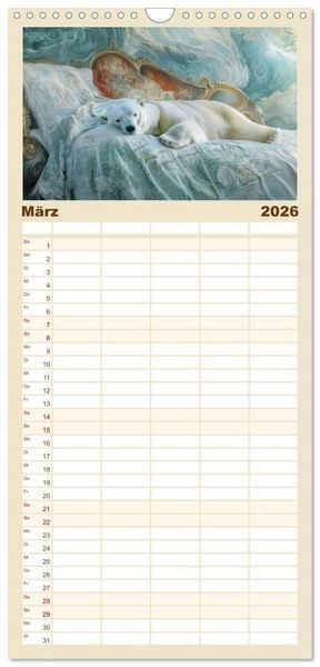 Produktbild: Familienplaner 2026 - Traumhafte Illusionen - Imagin&auml;r und surreal mit 5 Spalten (Wandkalender, 21 x 45 cm) CALVENDO