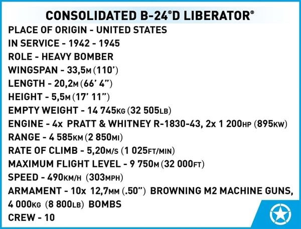 Produktbild: COBI Historical Collection 5739 - Consolidated B-24 Liberator, Bomber, Flugzeug, Klemmbausteine, Bausatz