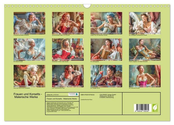 Produktbild: Frauen und Korsetts - Malerische Werke (Wandkalender 2026 DIN A3 quer), CALVENDO Monatskalender