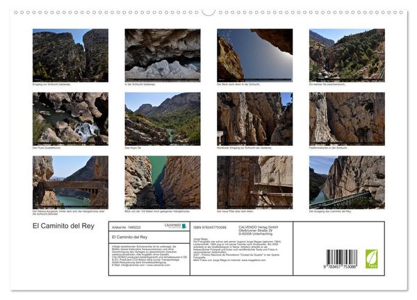 Produktbild: El Caminito del Rey (hochwertiger Premium Wandkalender 2026 DIN A2 quer), Kunstdruck in Hochglanz