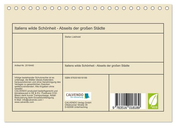 Produktbild: Italiens wilde Sch&ouml;nheit - Abseits der gro&szlig;en St&auml;dte (Tischkalender 2026 DIN A5 quer), CALVENDO Monatskalender