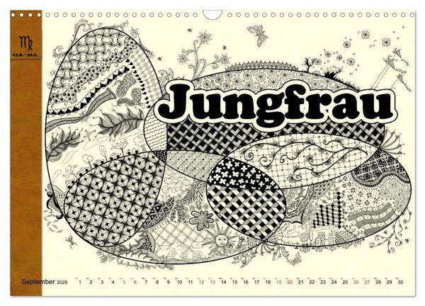 Produktbild: Tangle-Art, Sternzeichen mal anders (Wandkalender 2026 DIN A3 quer), CALVENDO Monatskalender